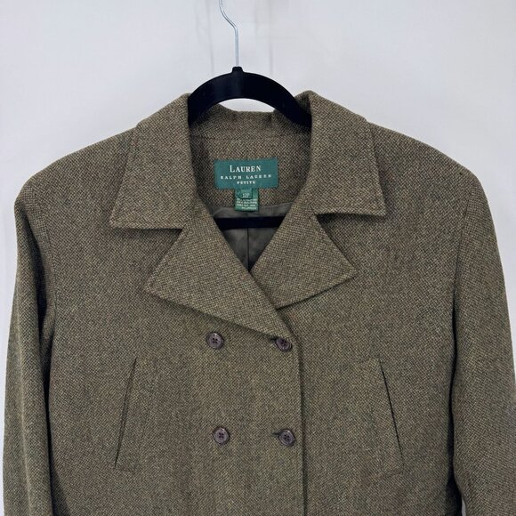 Lauren Ralph Lauren Double Breasted Jacket Womens 12 Petite Green Wool Vintage - Picture 2 of 10